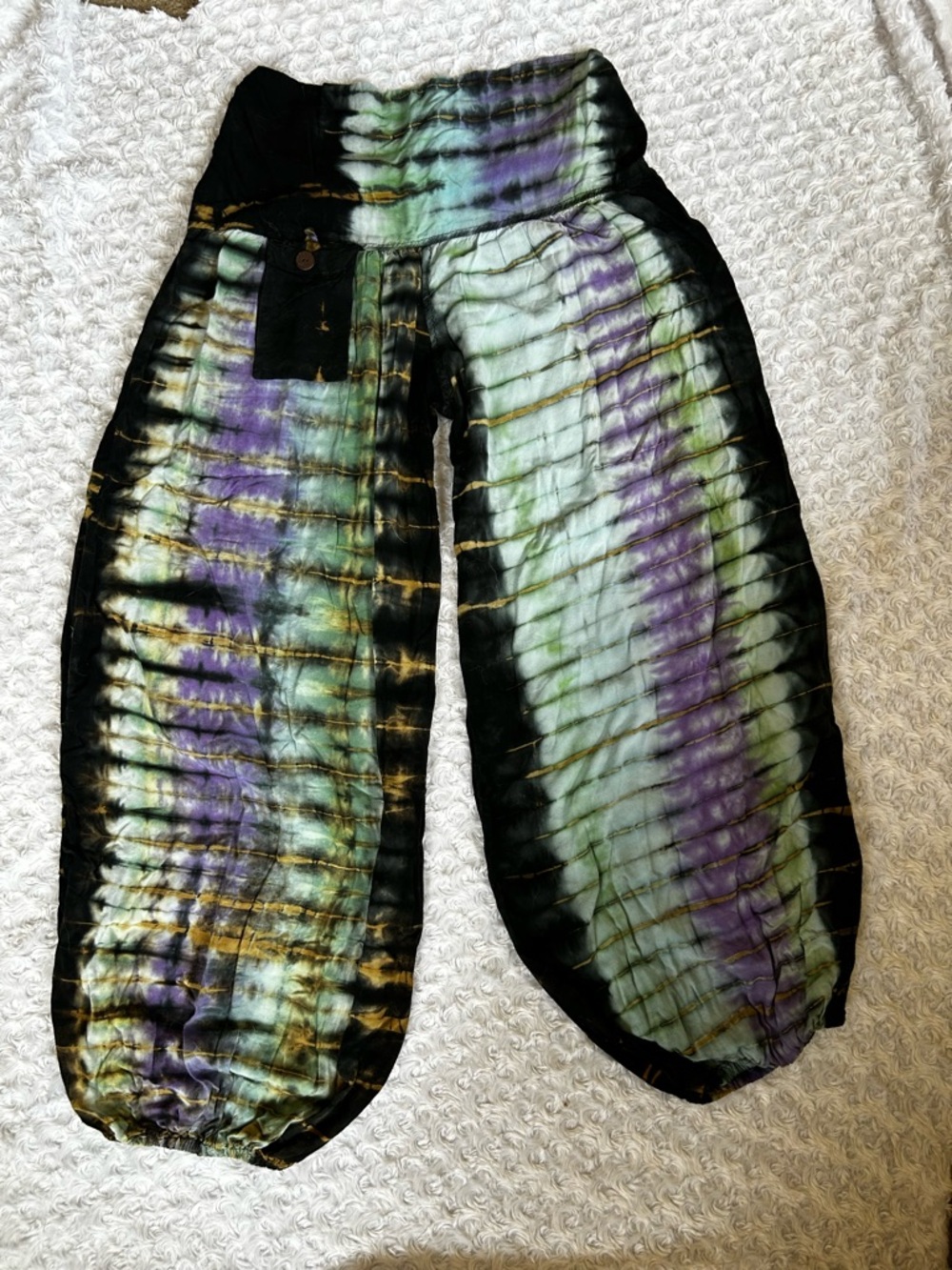 Tie-Dye Earthbound loose pants - Purple, Green & Black